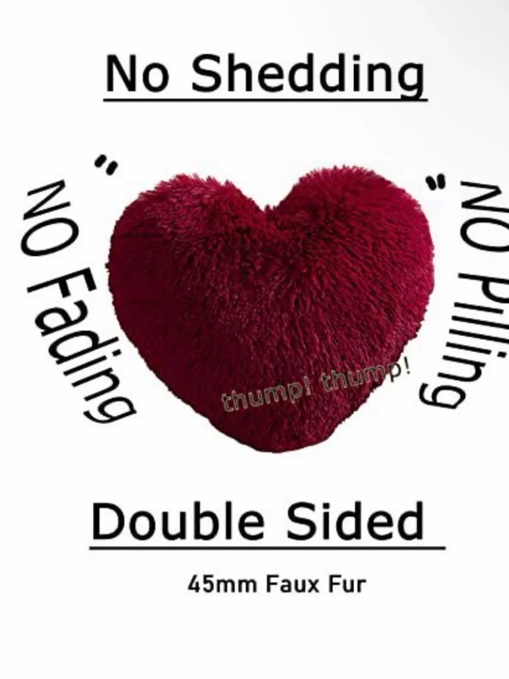 Plush Heart Throw Pillow in Deep Burgundy